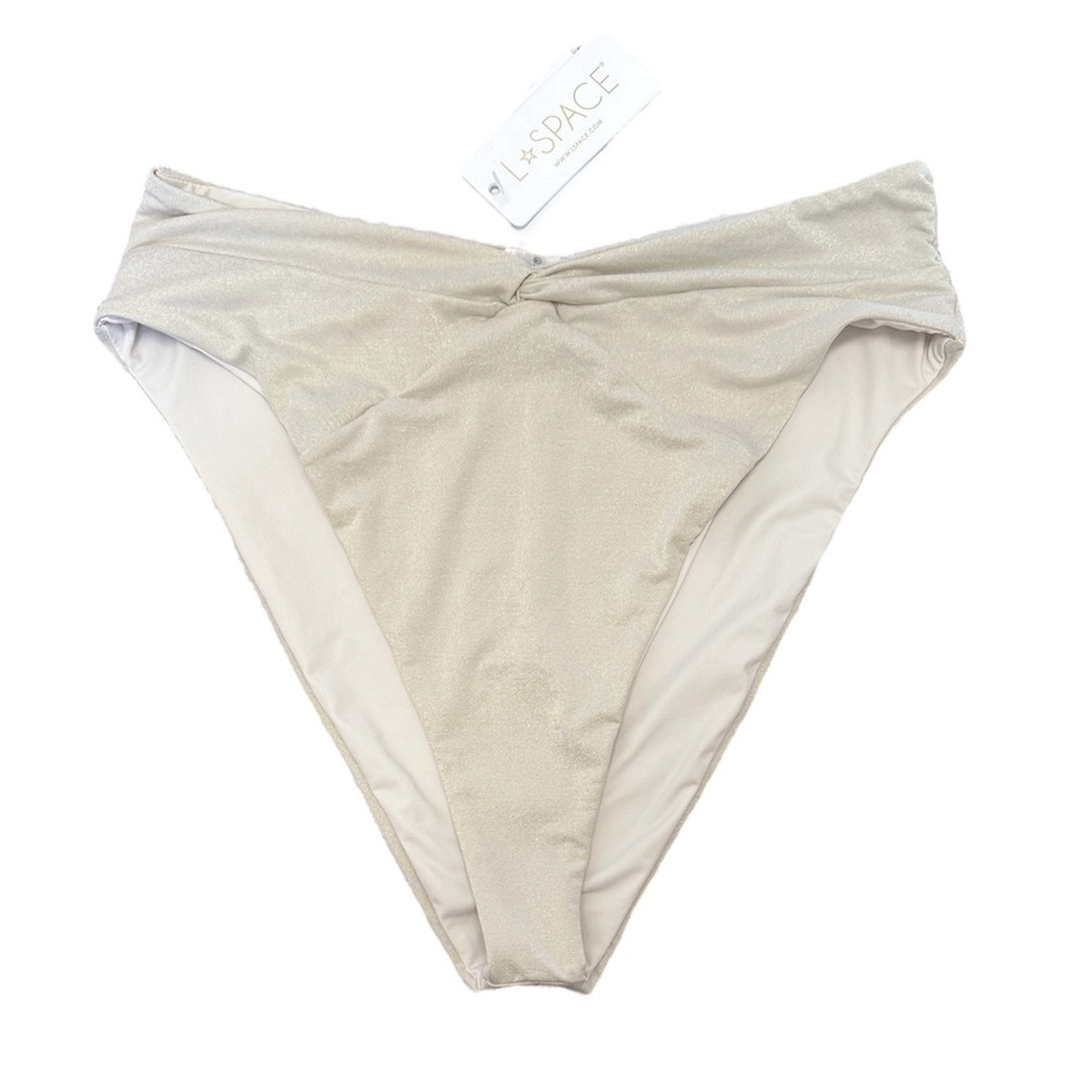 NWT L*SPACE Shimmer Nancy Lee Bikini Bottoms Bone XL